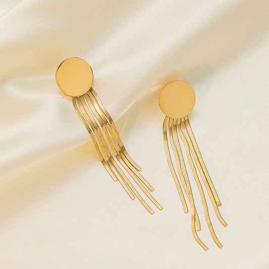 Golden Hour Tassel Stainless Steel Chunky Earrings
