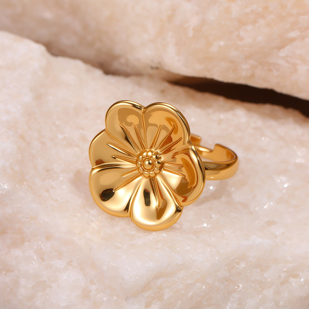 Floral Geometry Open Cuff Bracelet