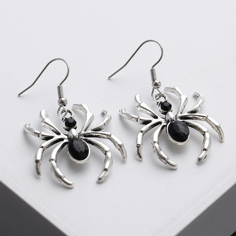 Gothic Black Spider Earrings