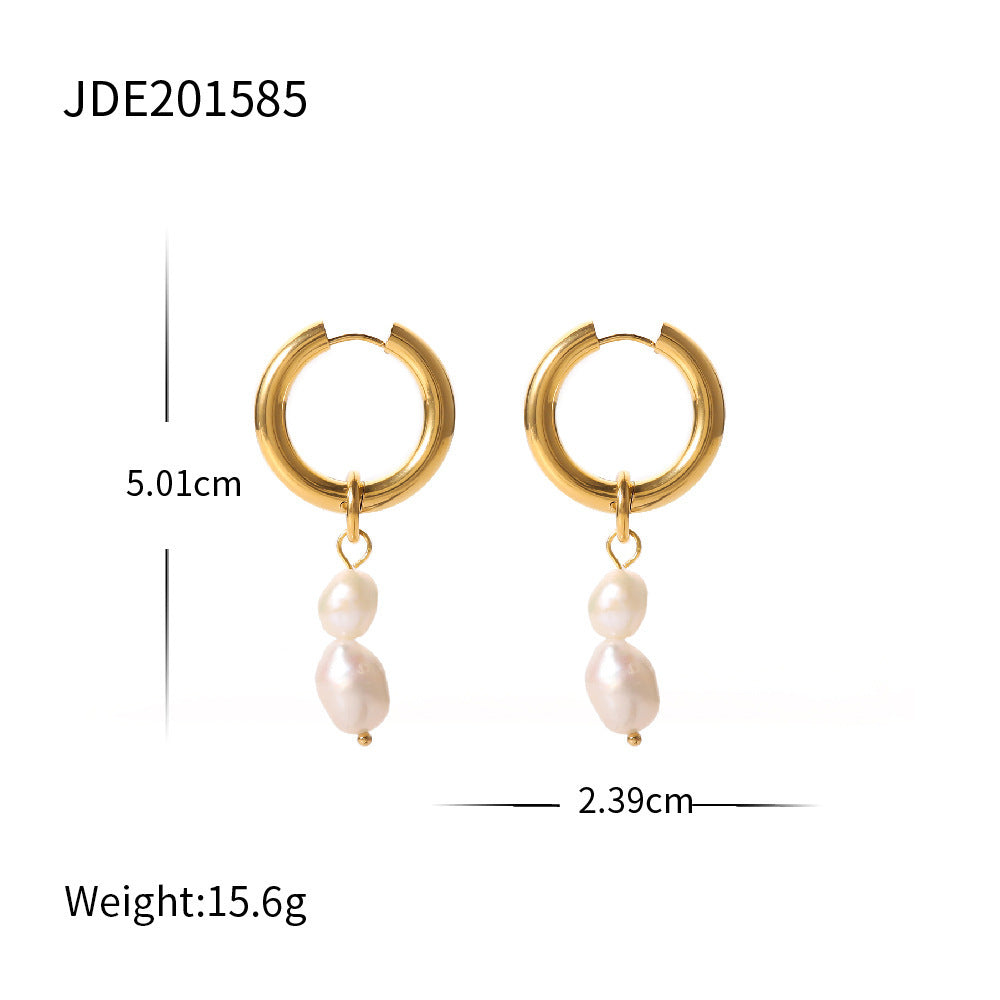 Stella Stainless Steel Water Pearl Earrings