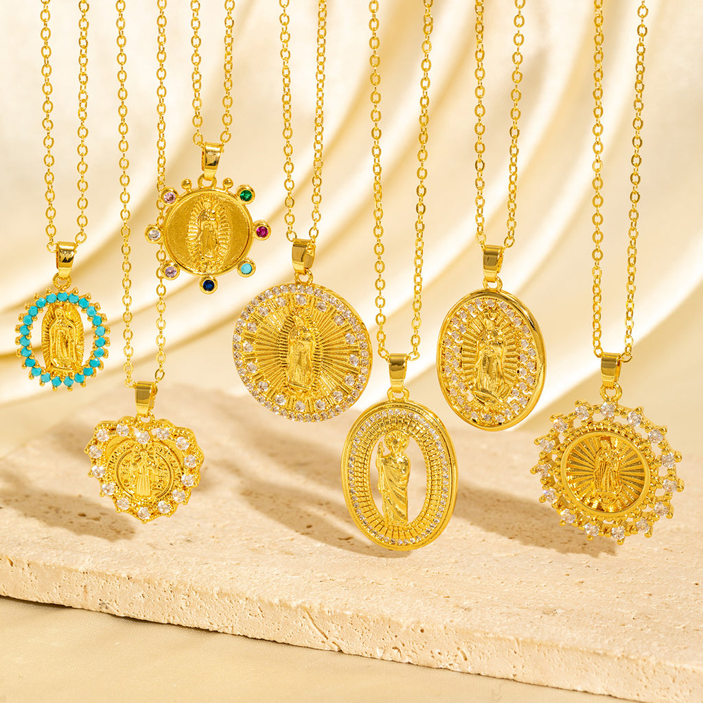 European Madonna Statue Necklaces