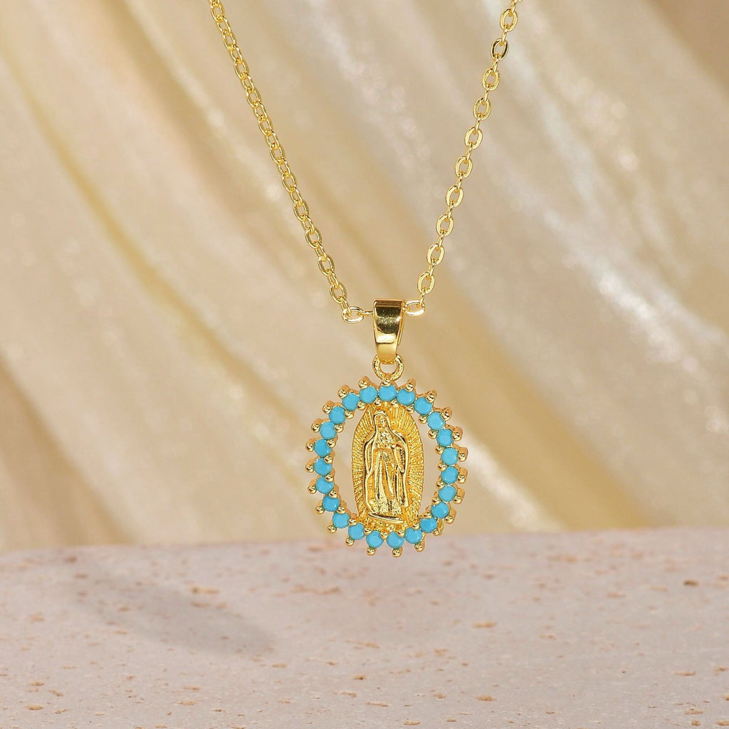 European Madonna Statue Necklaces