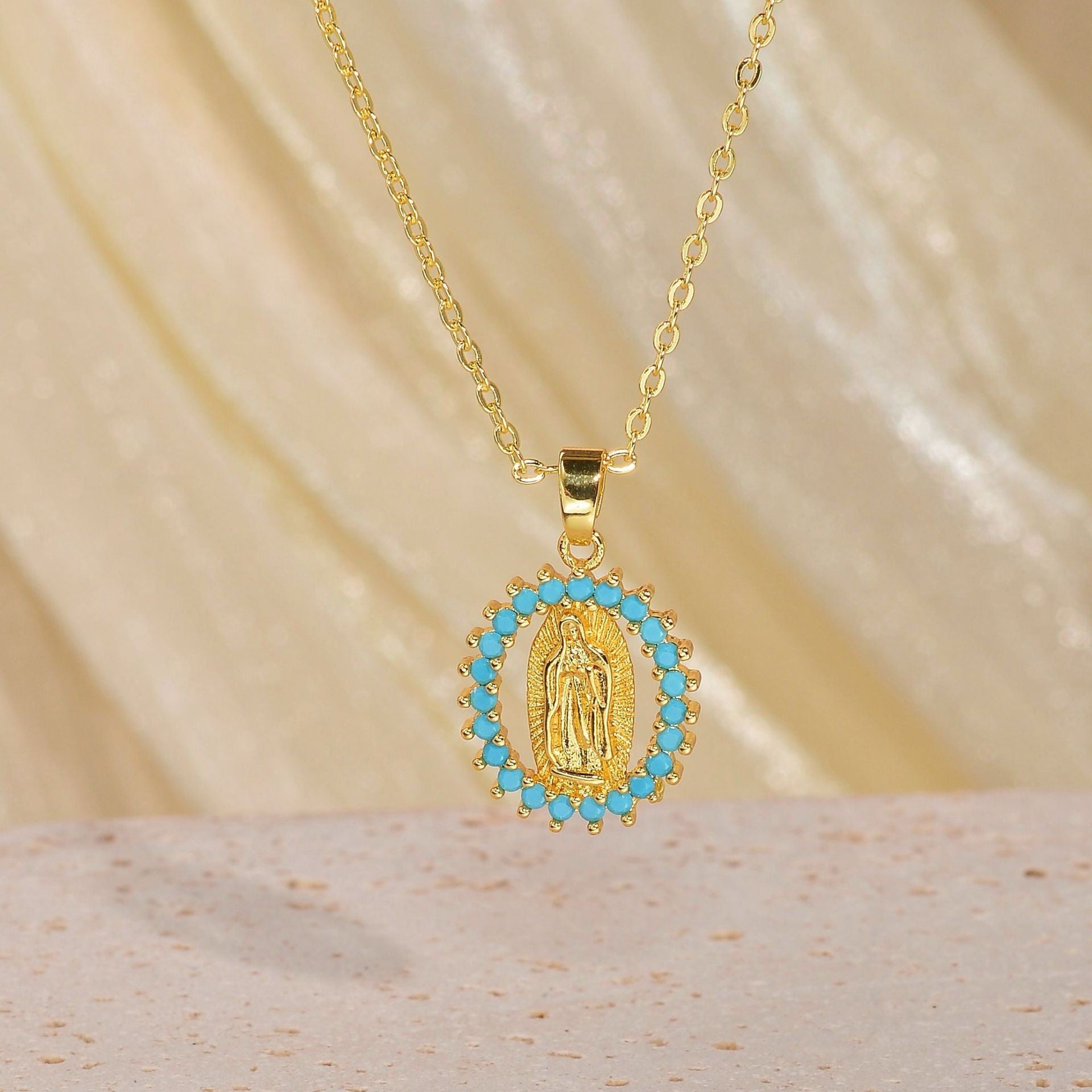 European Madonna Statue Necklaces