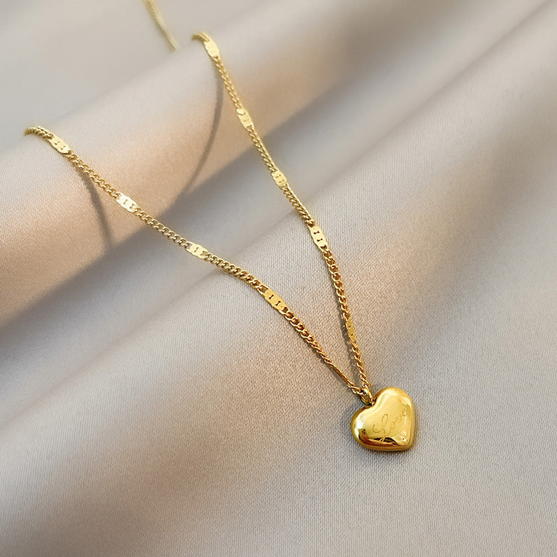 Golden Heartline Stainless Steel Gold Chain Heart Pendant
