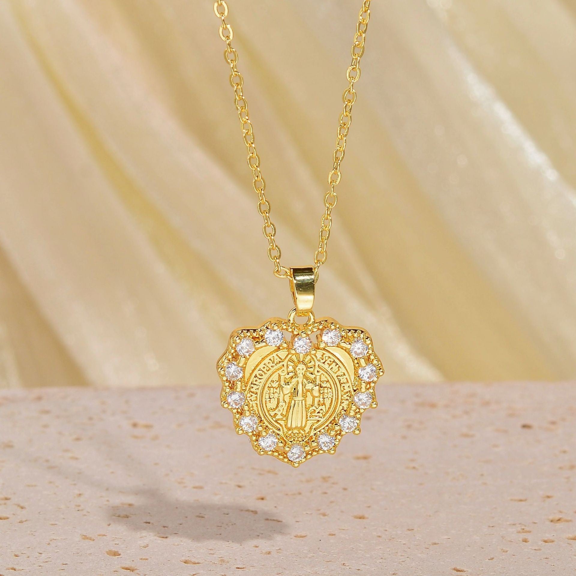 European Madonna Statue Necklaces