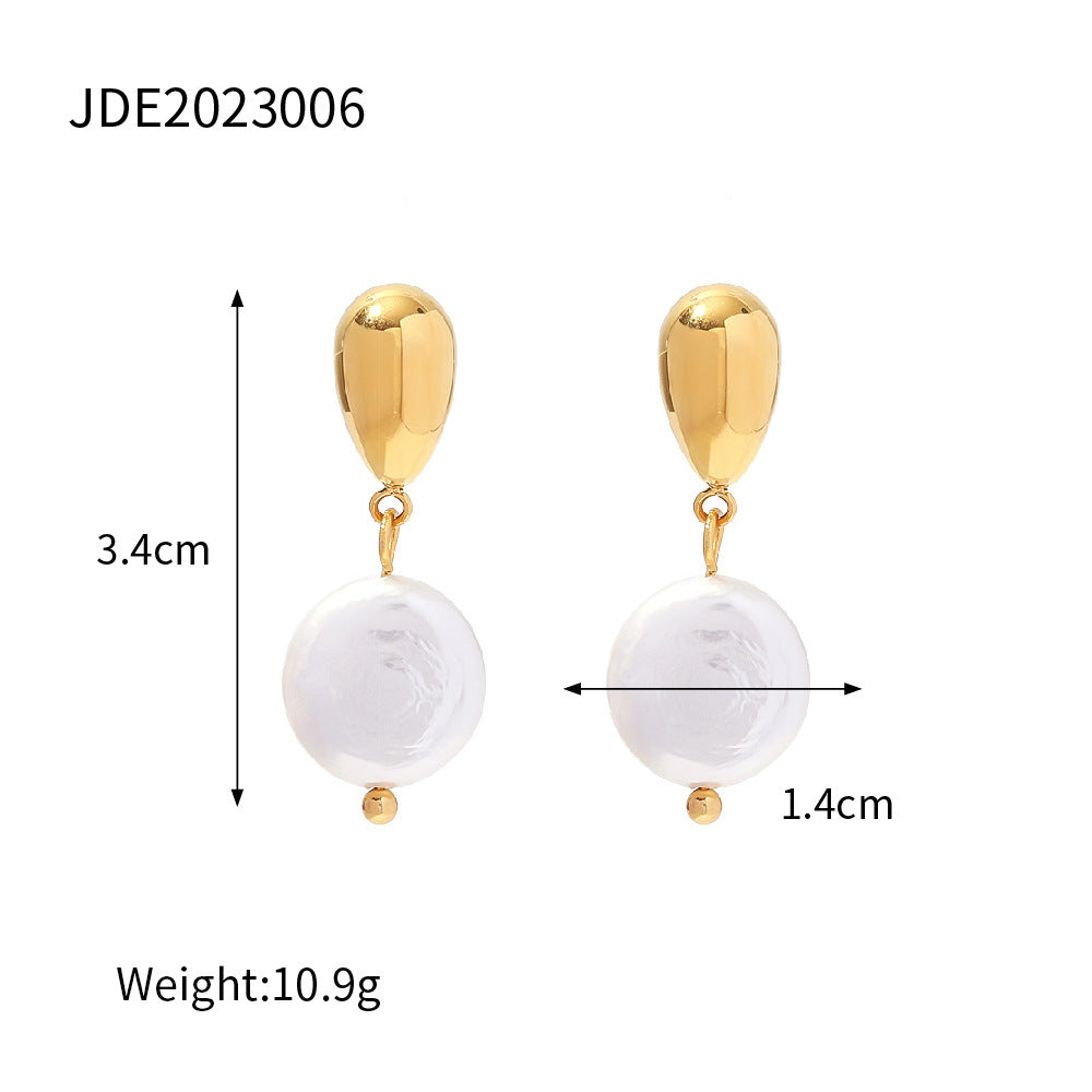 Stella Stainless Steel Water Pearl Earrings