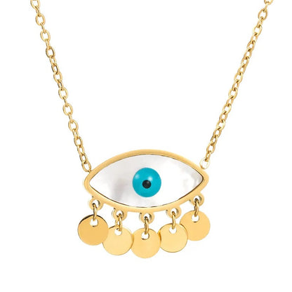 Blue Shell Evil Eye Necklace