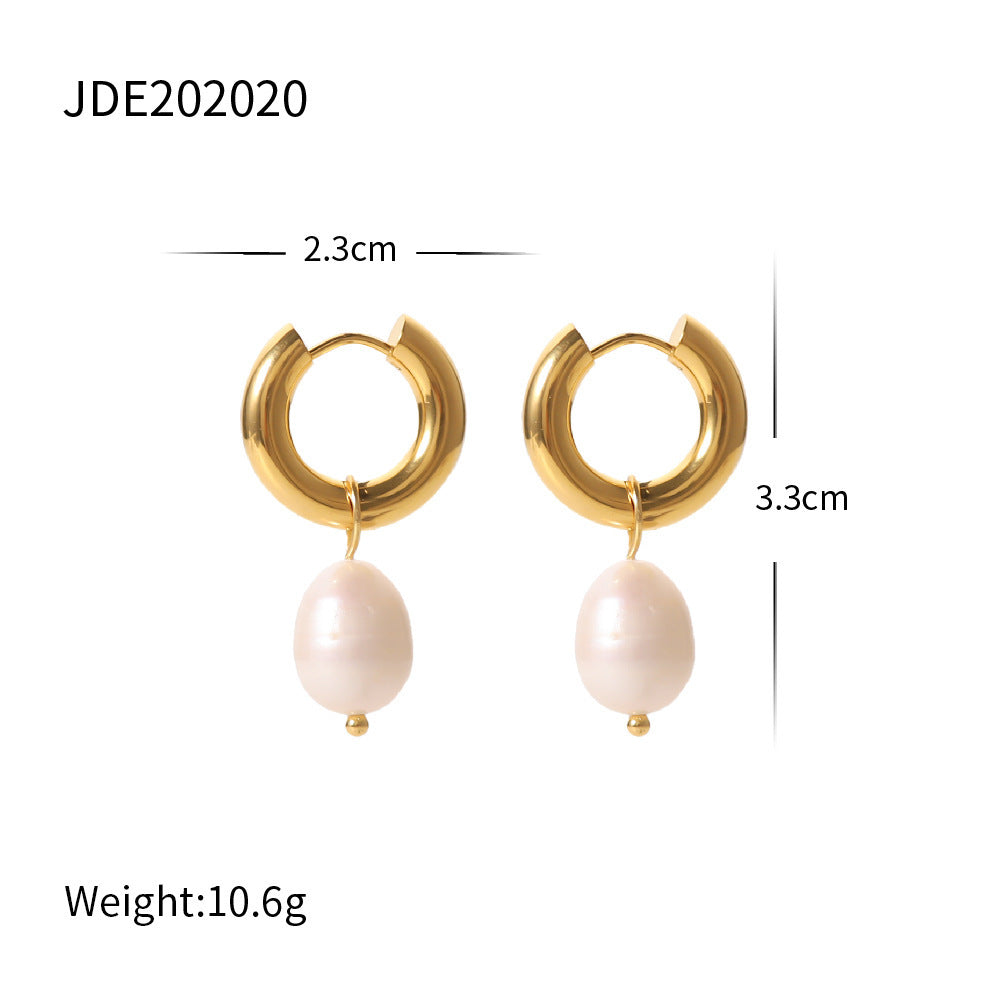 Stella Stainless Steel Water Pearl Earrings