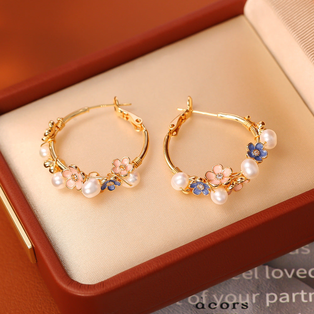 Blooming Freshwater Pearl Flower Earrings