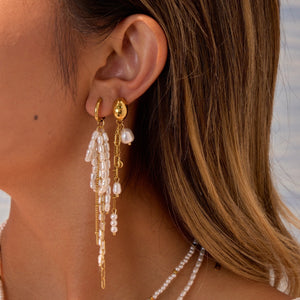 Long Tassel Pearl Earrings in Stainless Steel