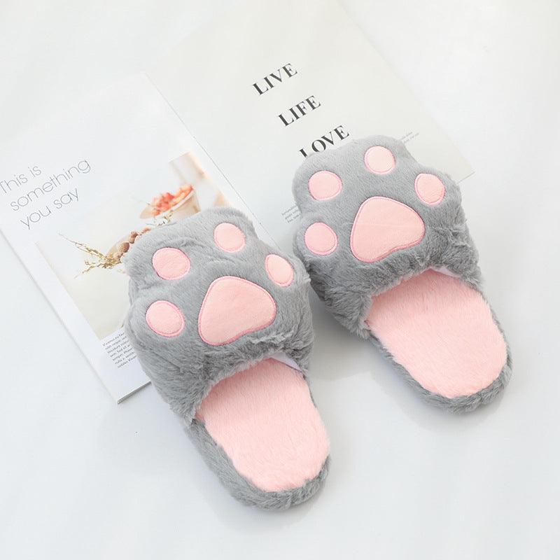 Cat paw fuzzy slippers