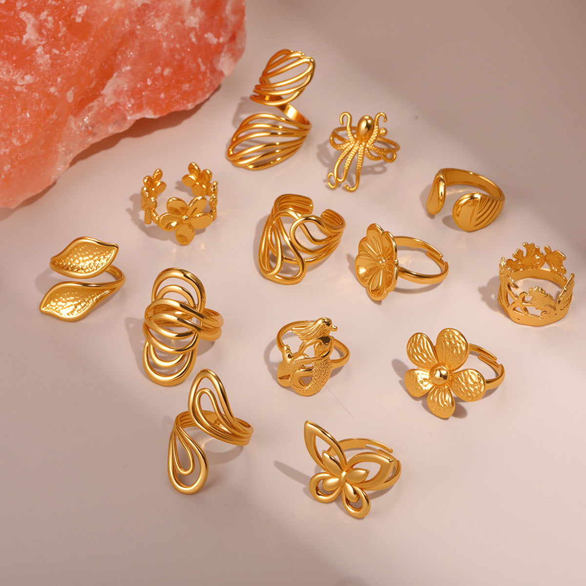 Floral Geometry Open Cuff Bracelet