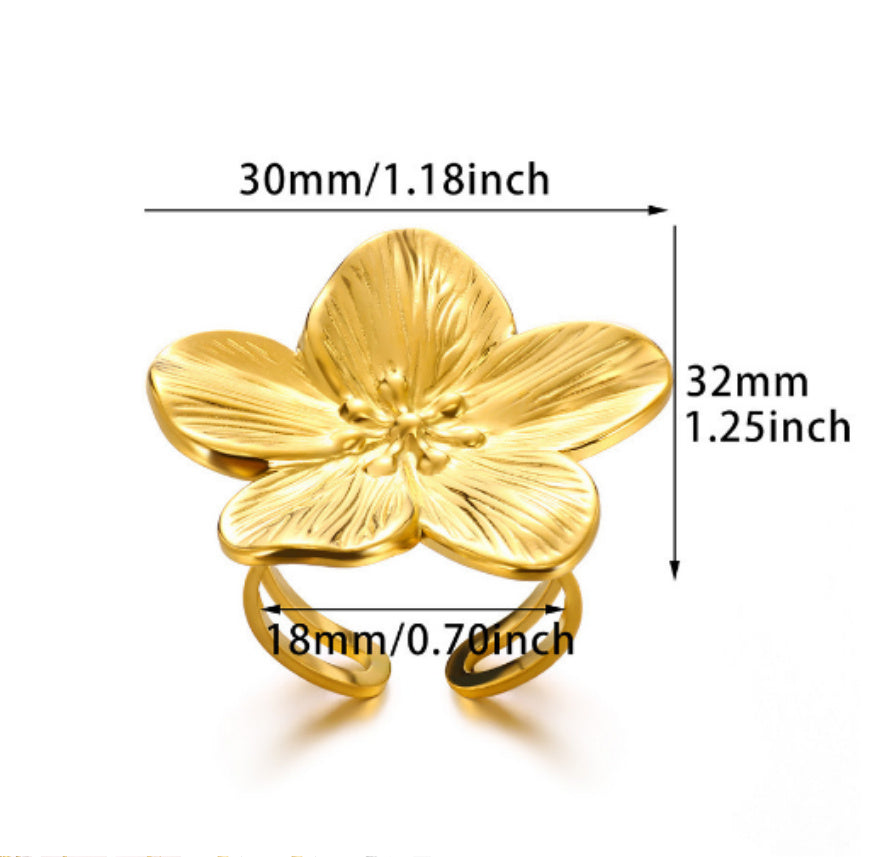 French Royal Style Gold Stainless Steel Ring