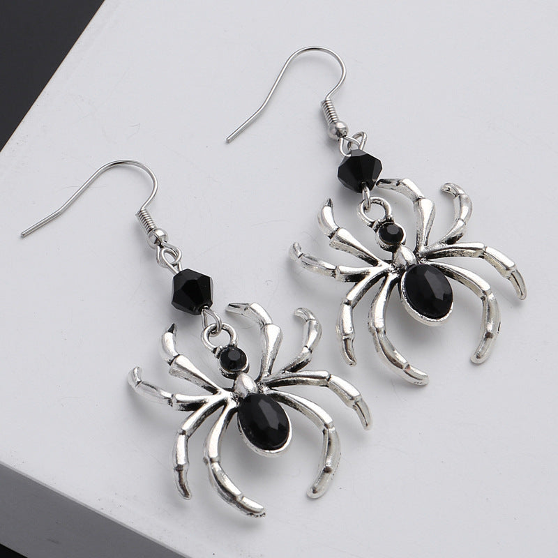 Gothic Black Spider Earrings