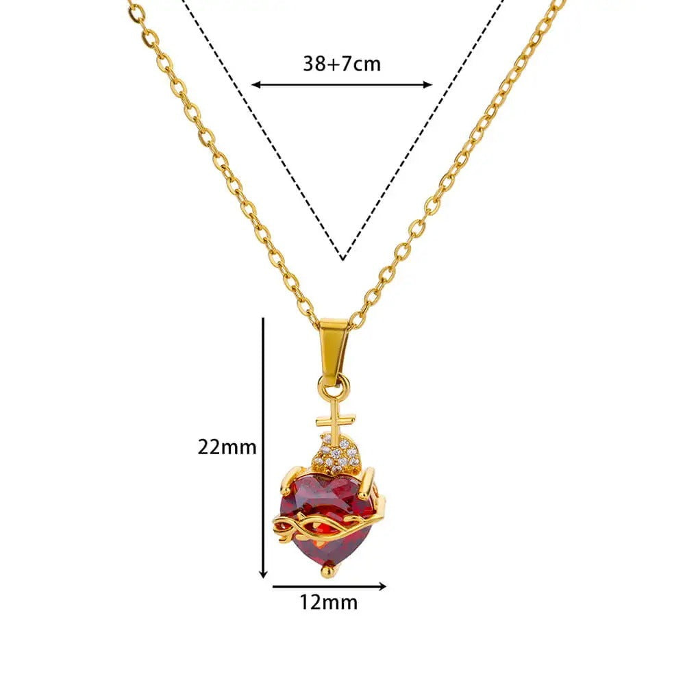 Crimson Cross Heart Necklace