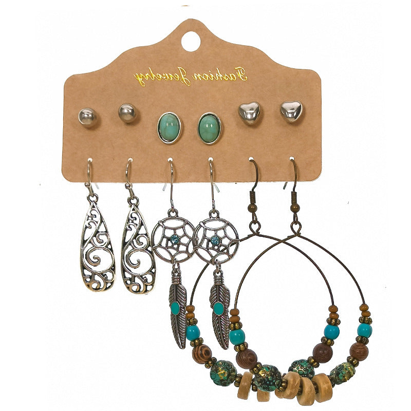 Bohemian Ethnic Exquisite Water Drop Leaves Lovely Electroplated Beaded Earrings