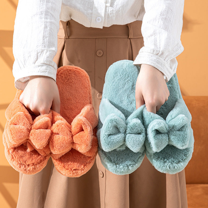 Fluffy Bow Comfort Slippers