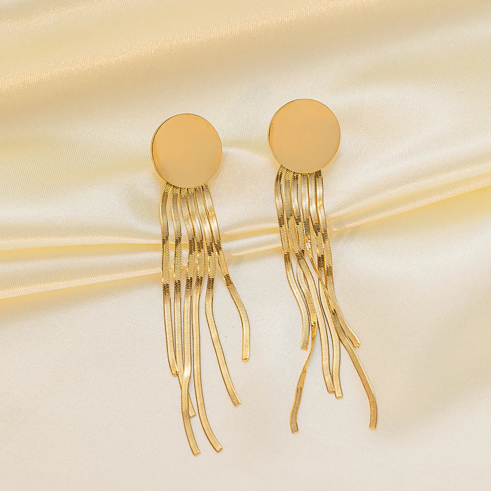 Golden Hour Tassel Stainless Steel Chunky Earrings