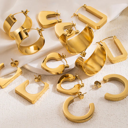 Gold Essence Everyday Round Stainless Steel Earrings
