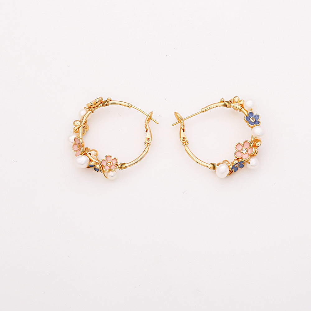 Blooming Freshwater Pearl Flower Earrings