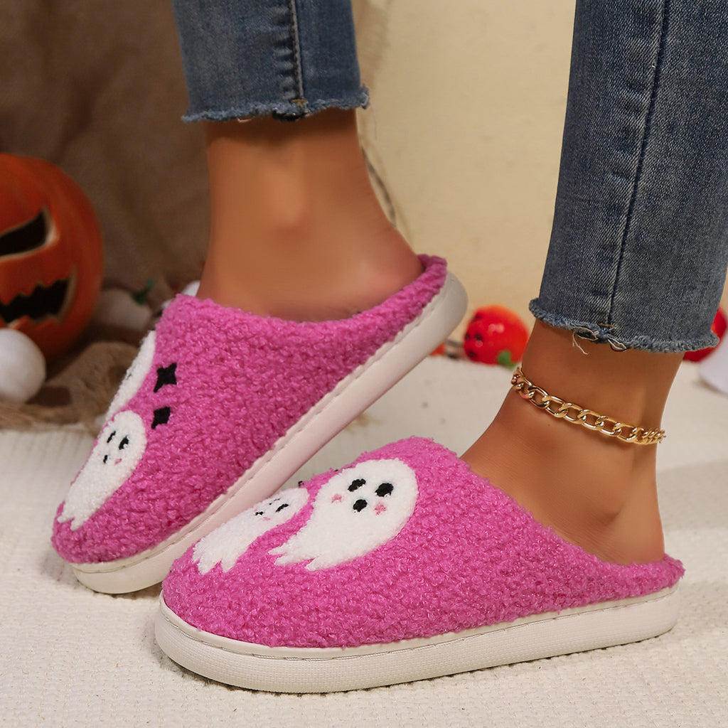 Halloween Cartoon Ghost Cotton Slippers For Women