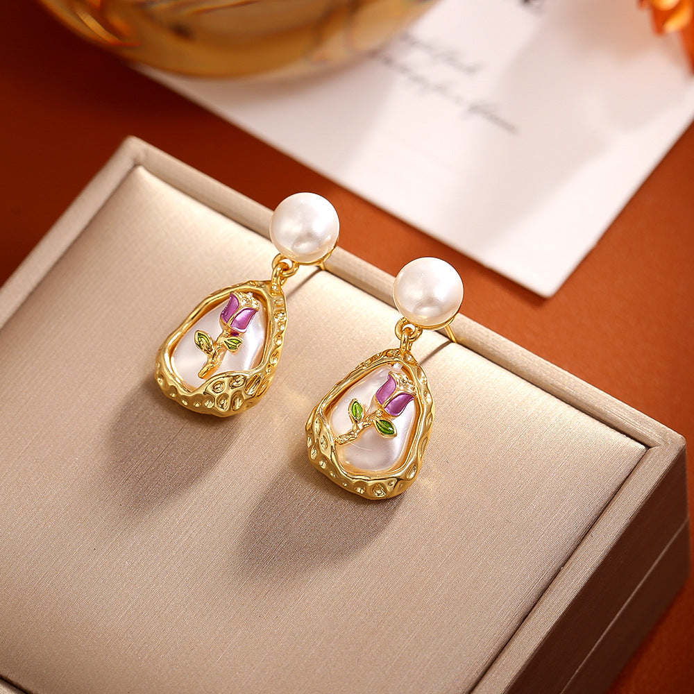 Classic Baroque Pearl Stud Earrings
