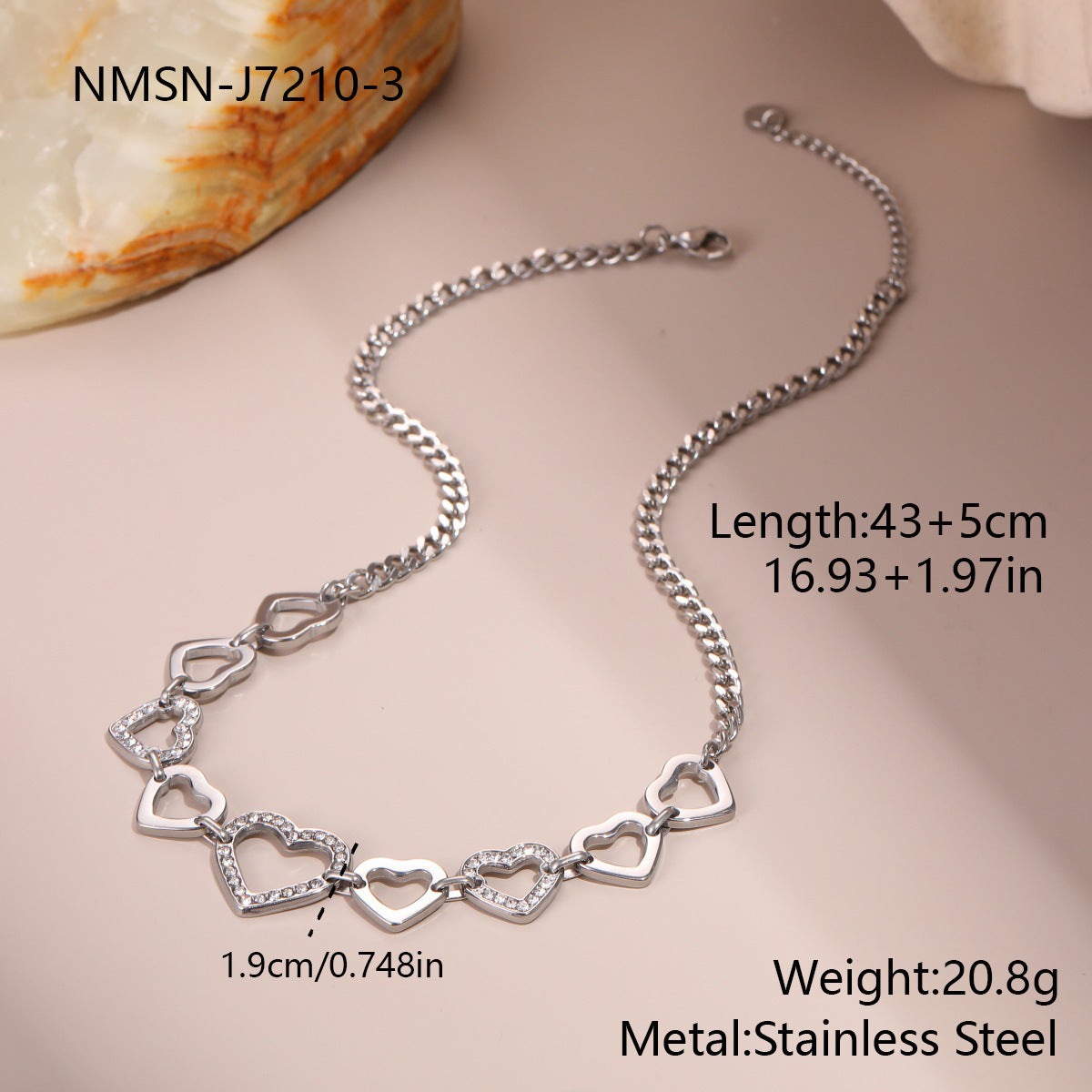 Minimal Titanium Steel Heart Clavicle Chain Necklace