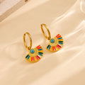 Oil Dripping Color Fan-shaped Circle Stitch Earrings