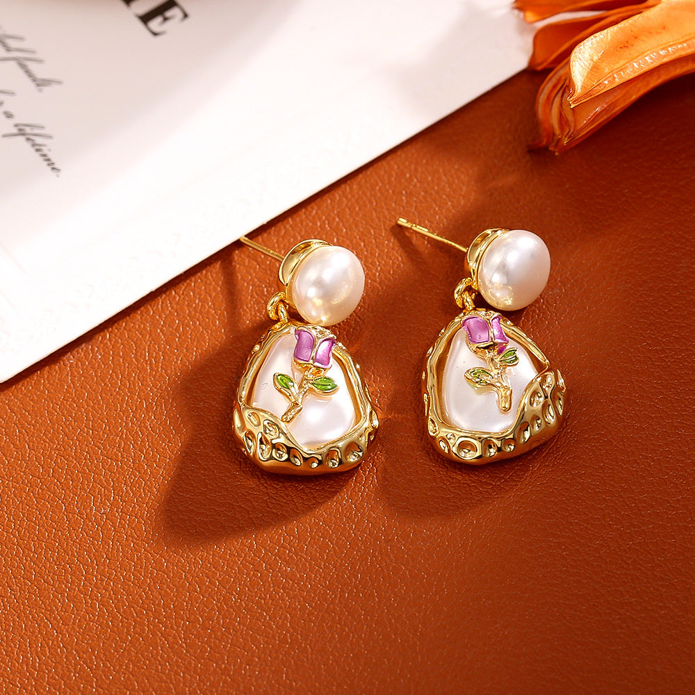 Classic Baroque Pearl Stud Earrings