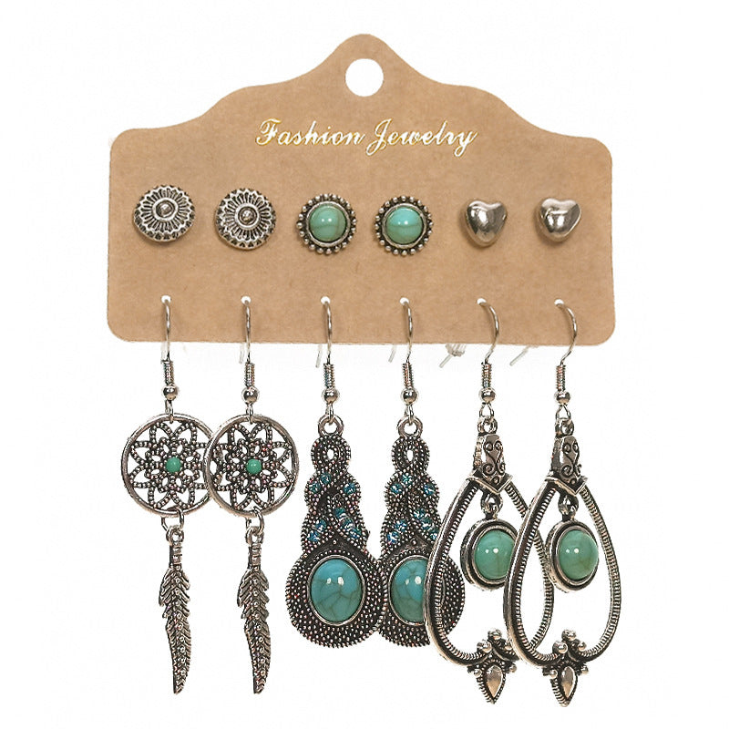 Bohemian Ethnic Exquisite Water Drop Leaves Lovely Electroplated Beaded Earrings