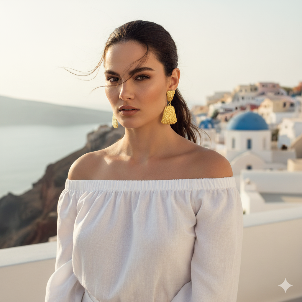 Golden Cascade Pattern Bohemian Golden Earrings