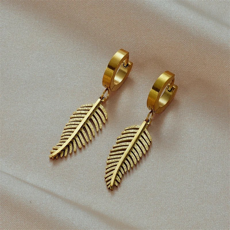 Golden Leaf huggie earrings