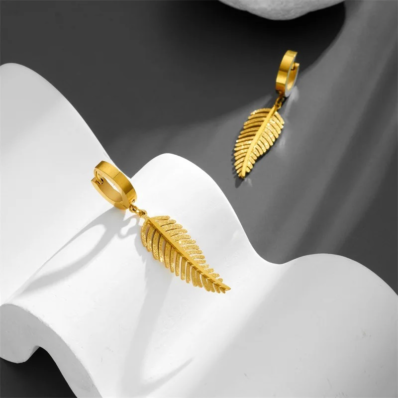 Golden Leaf huggie earrings