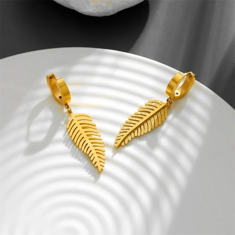 Golden Leaf huggie earrings