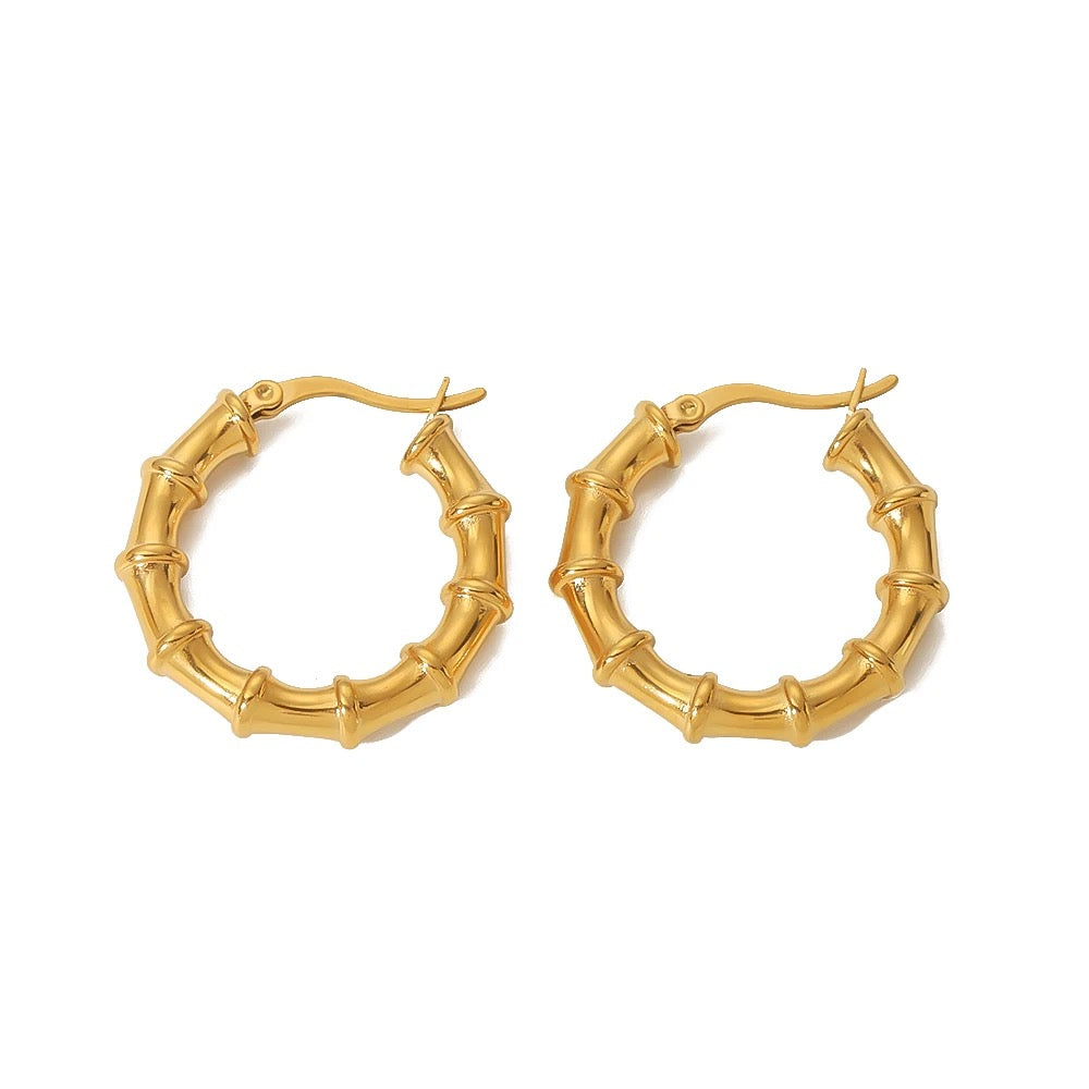 Rose Gold Bamboo Mini Hoops