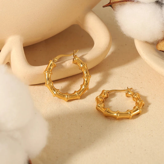 Rose Gold Bamboo Mini Hoops
