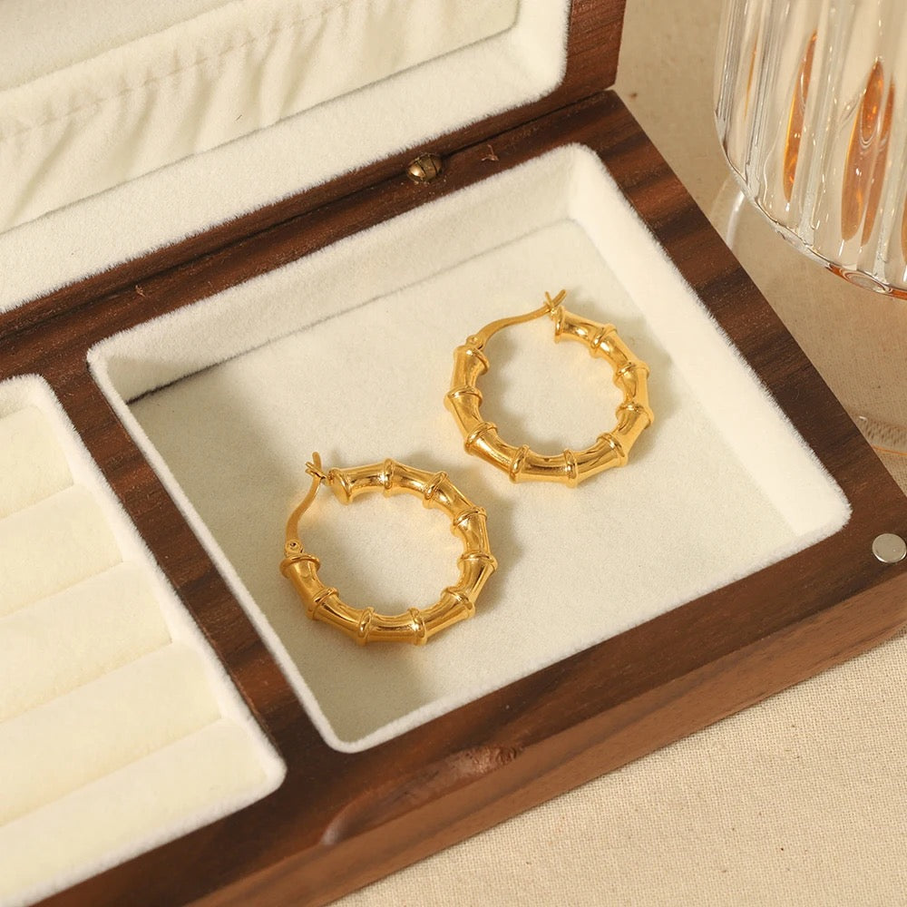 Rose Gold Bamboo Mini Hoops