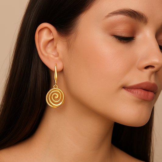 Liora Spiral Gold Stainless Steel Earrings