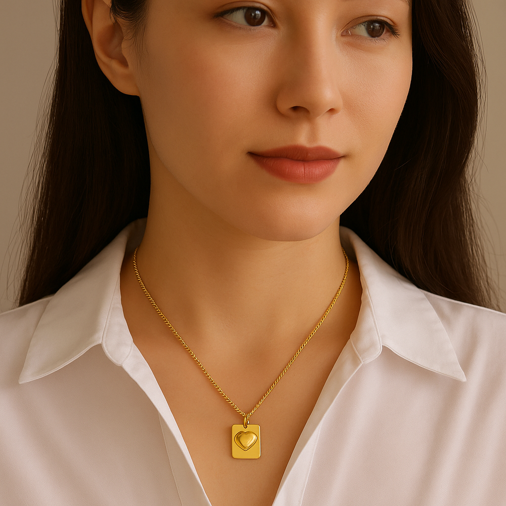 Vivara Block Heart Necklace