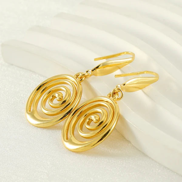 Liora Spiral Gold Stainless Steel Earrings