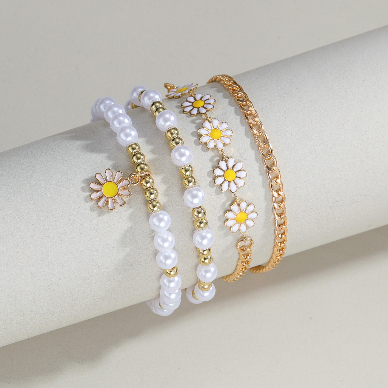 Ethereal Orbit Daisy pearl Bracelet