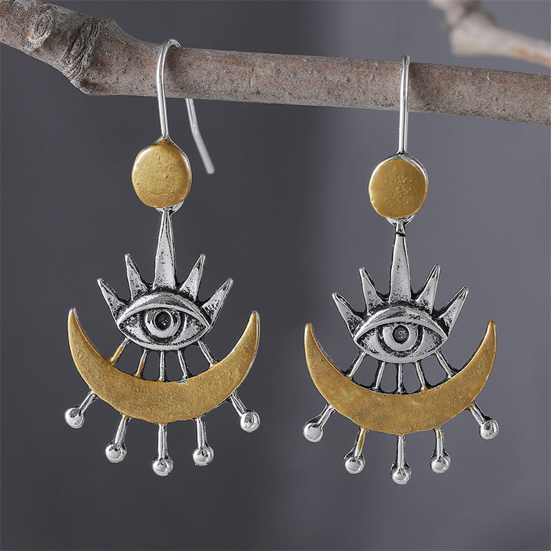 Retro Personality Horus Eye Moon Earrings