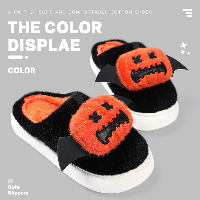 Halloween Cartoon Funny Pumpkin Slippers With Small Wings