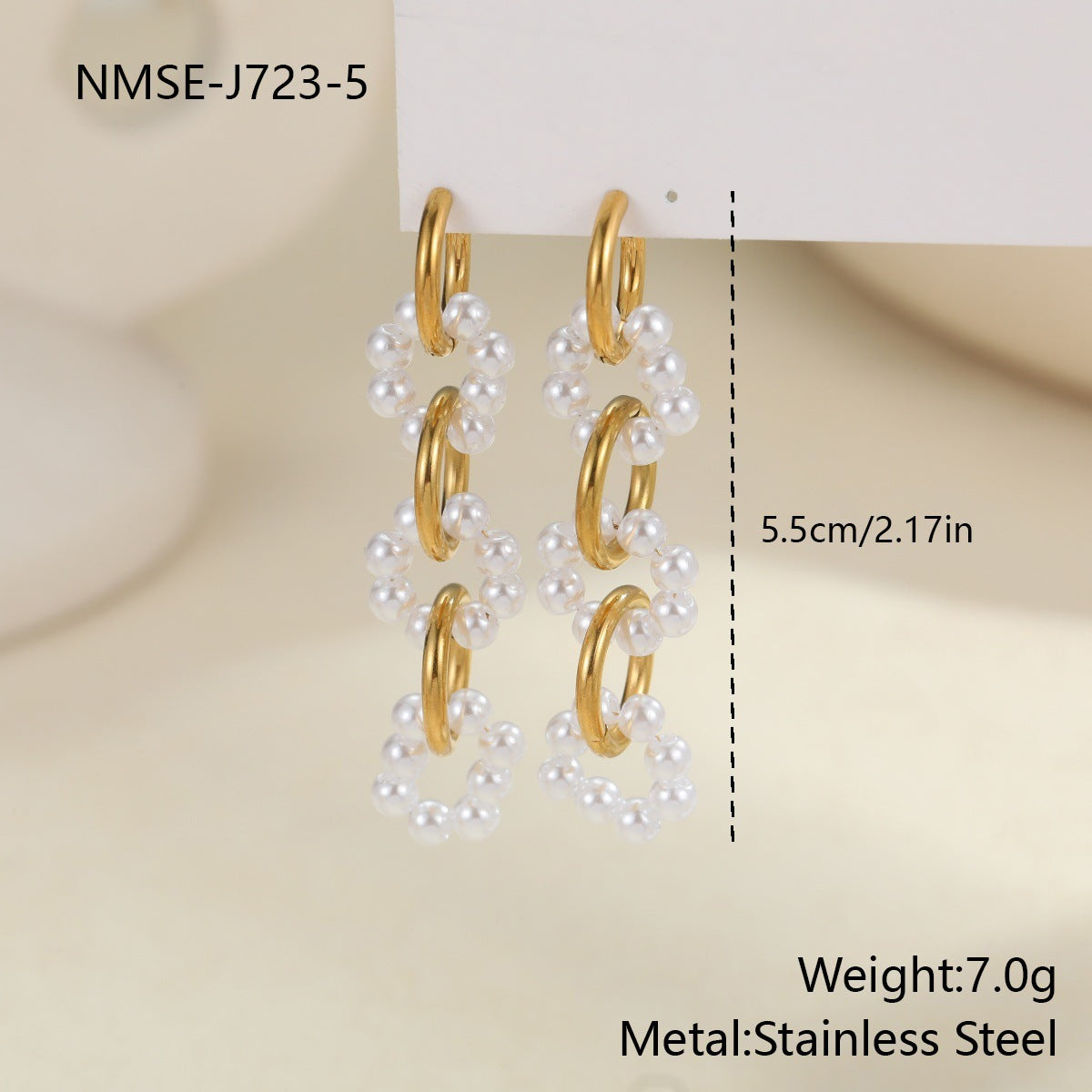 Long Tassel Pearl Earrings in Stainless Steel