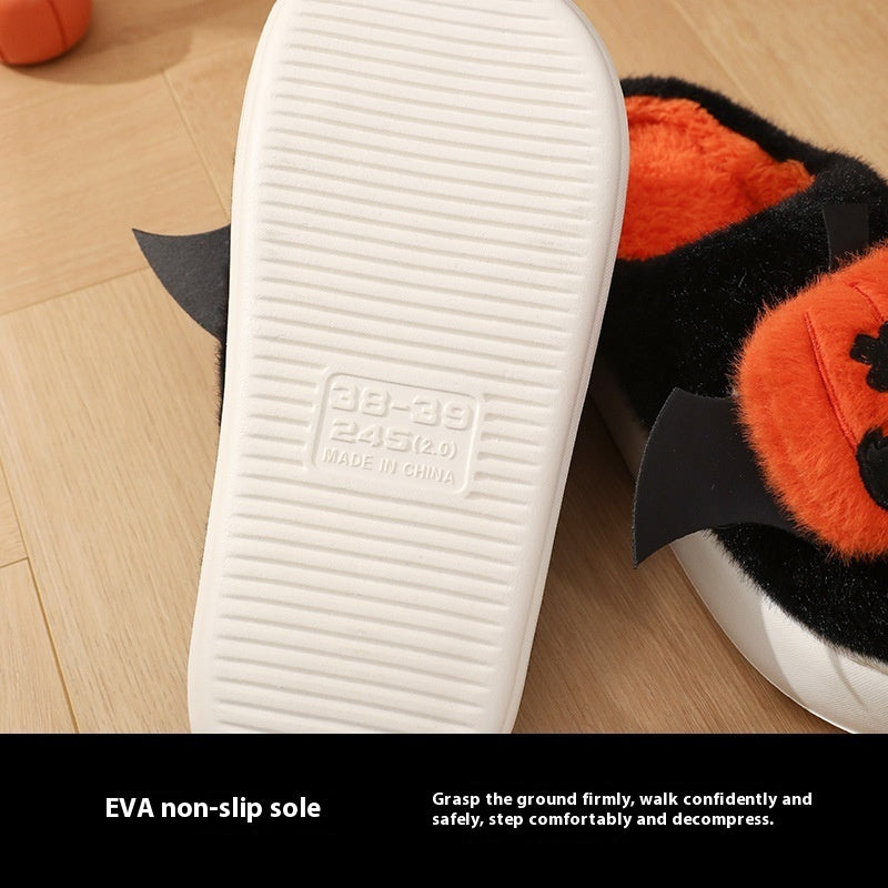 Halloween Cartoon Funny Pumpkin Slippers With Small Wings