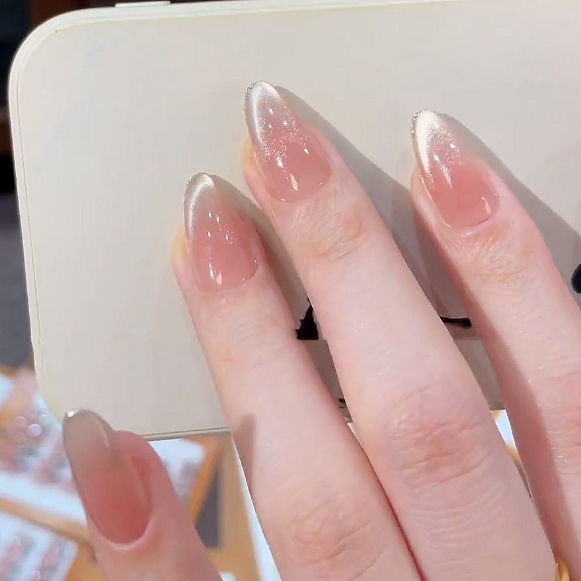 Advanced Nude Cat Eye Acrylic Nails