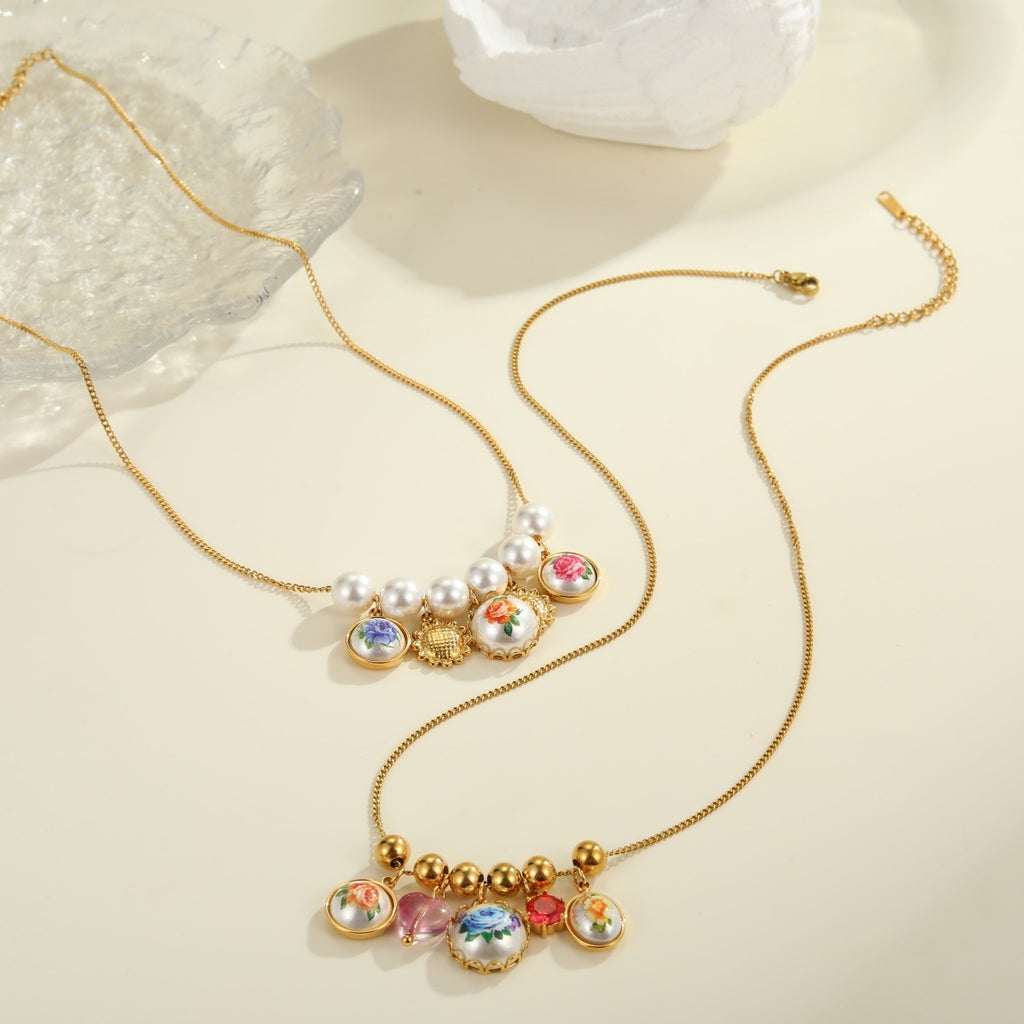 Vintage Sunflower Flower Stainless Steel Necklace