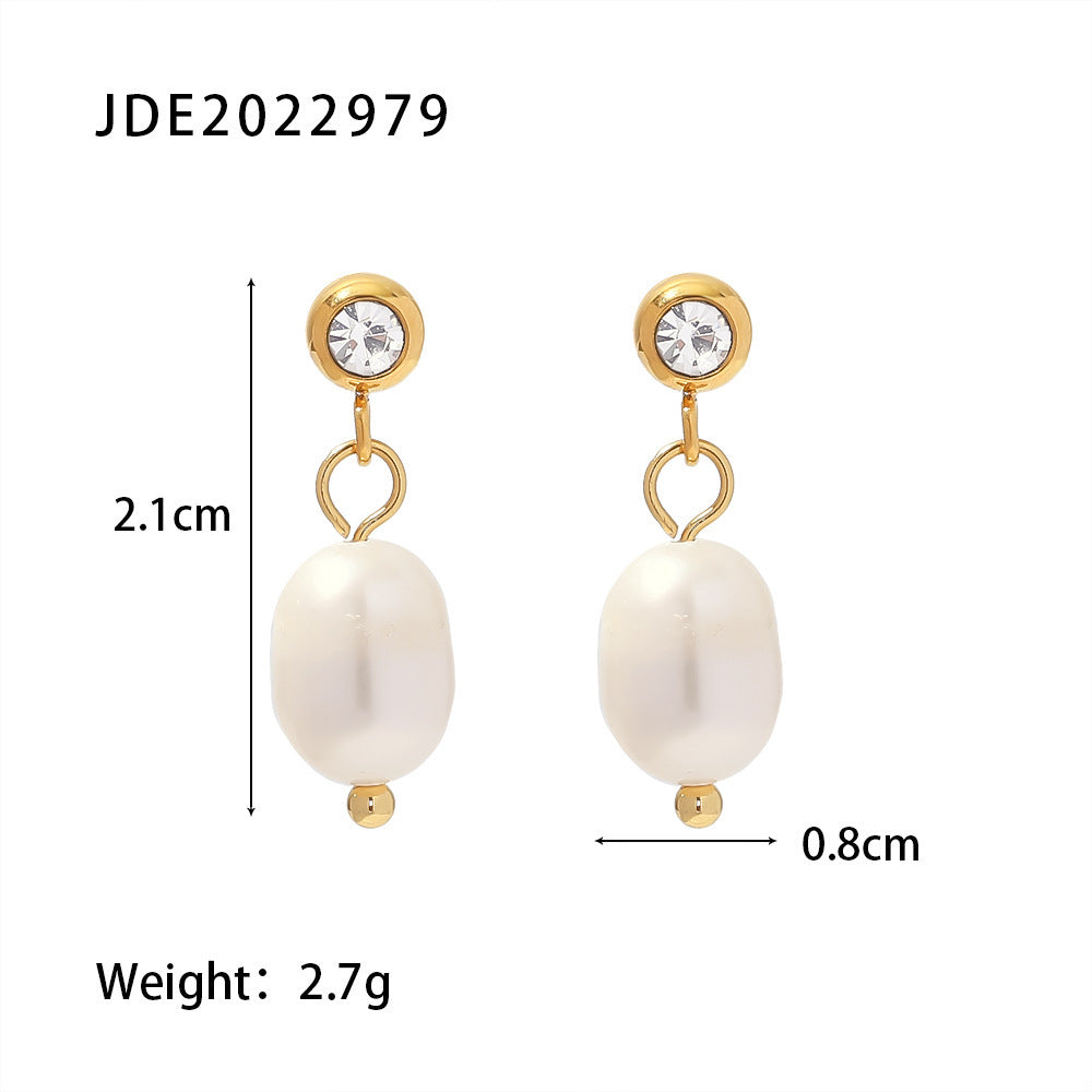 Stella Stainless Steel Water Pearl Earrings