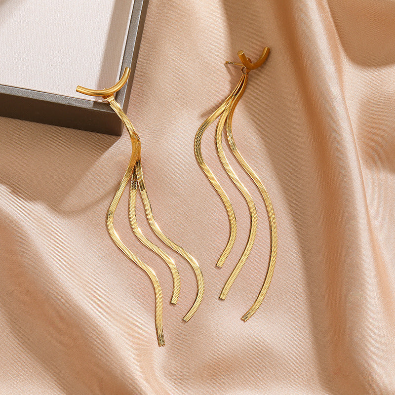 Cleo Tassel Stainless Steel Party Earrings