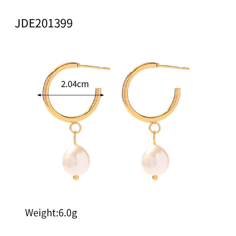 Stella Stainless Steel Water Pearl Earrings